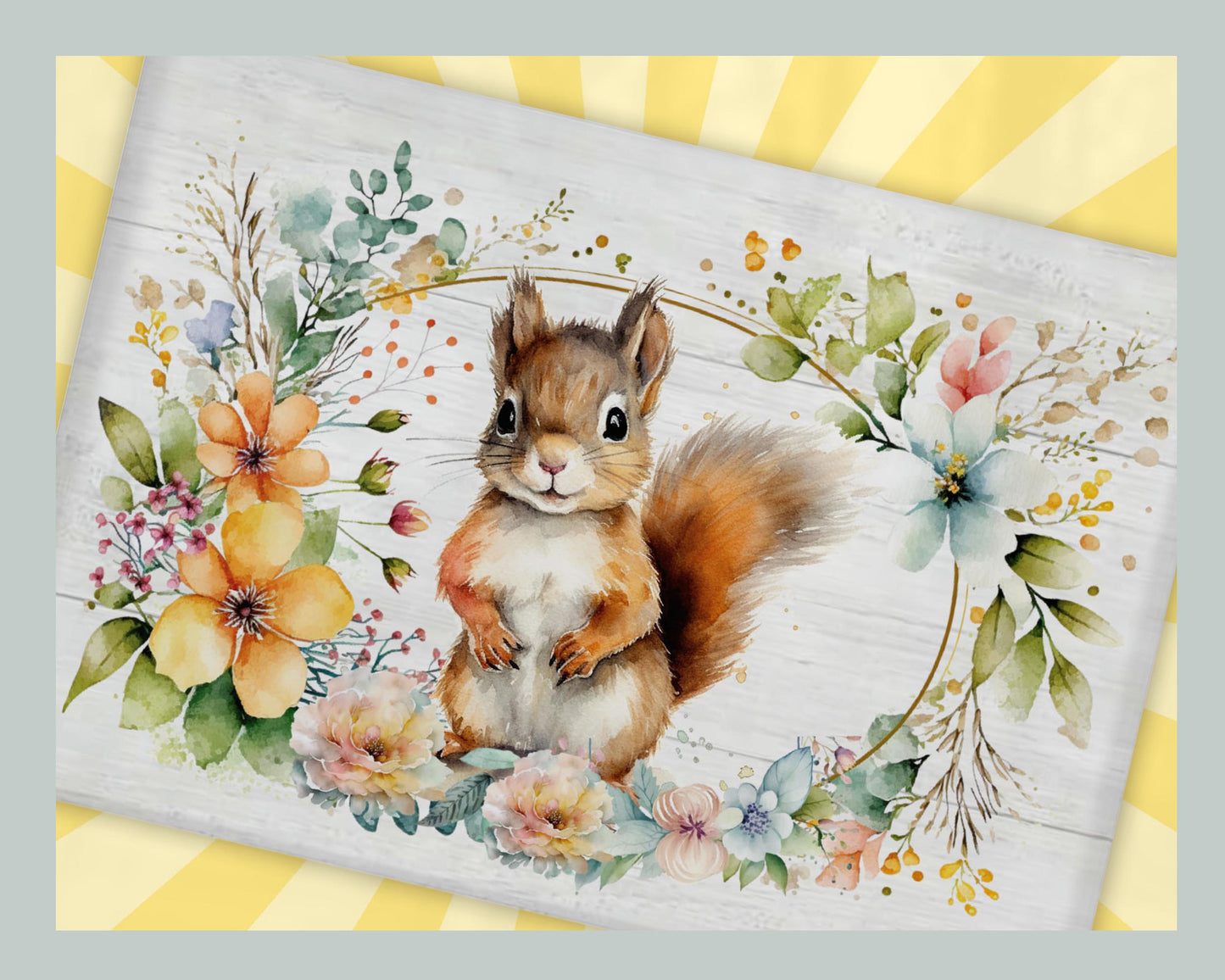 Floral Squirrel Glass Chopping Board