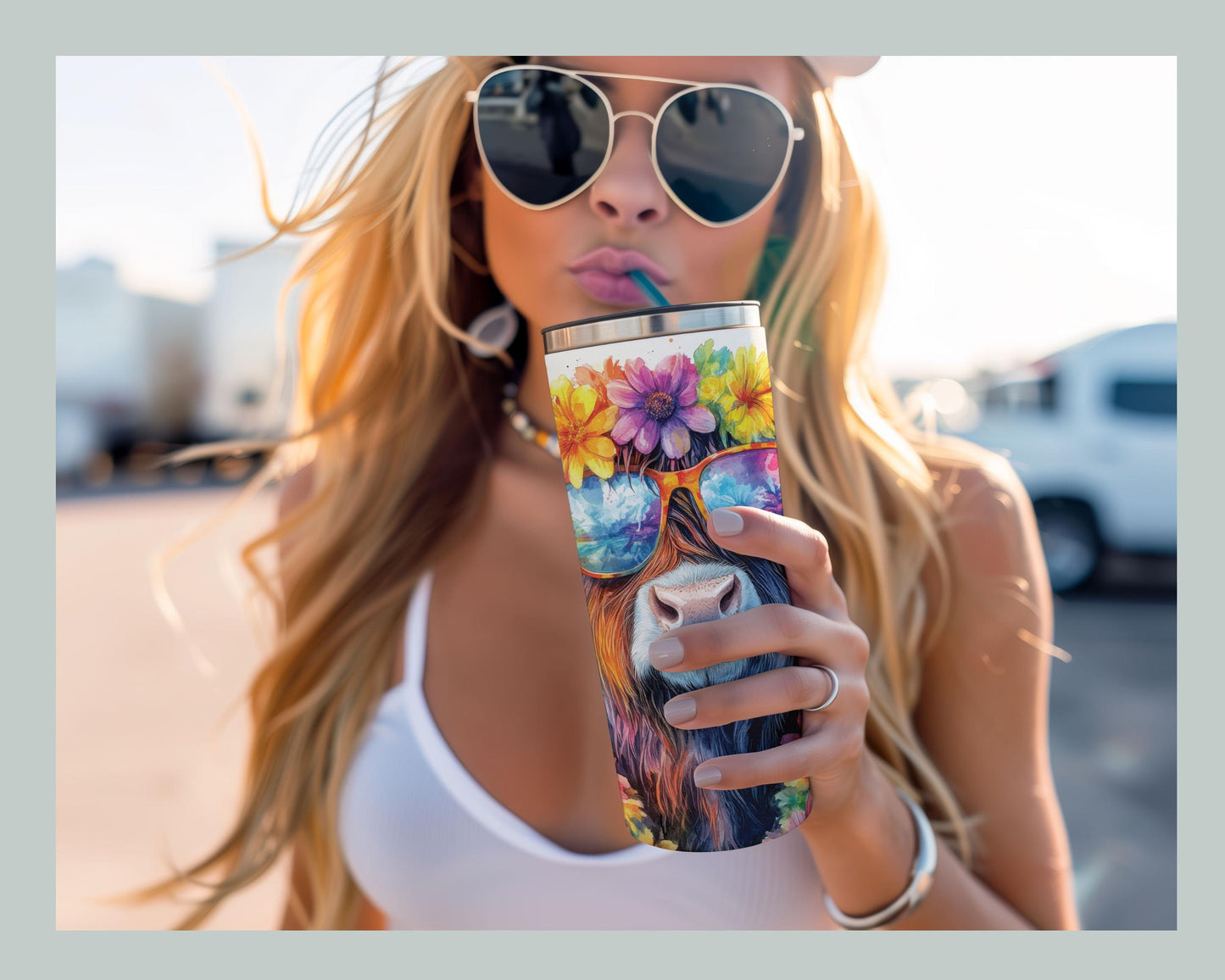 Tropical Highland Cow Tumbler