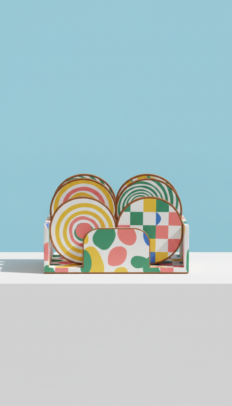 Personalized Coaster Set In Rainbow Palette