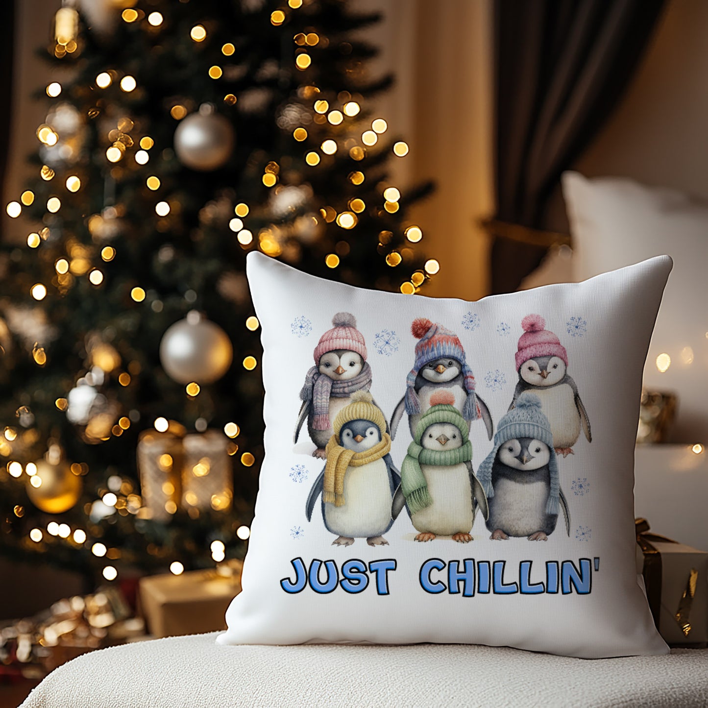 Winter Penguins Cushion Cover