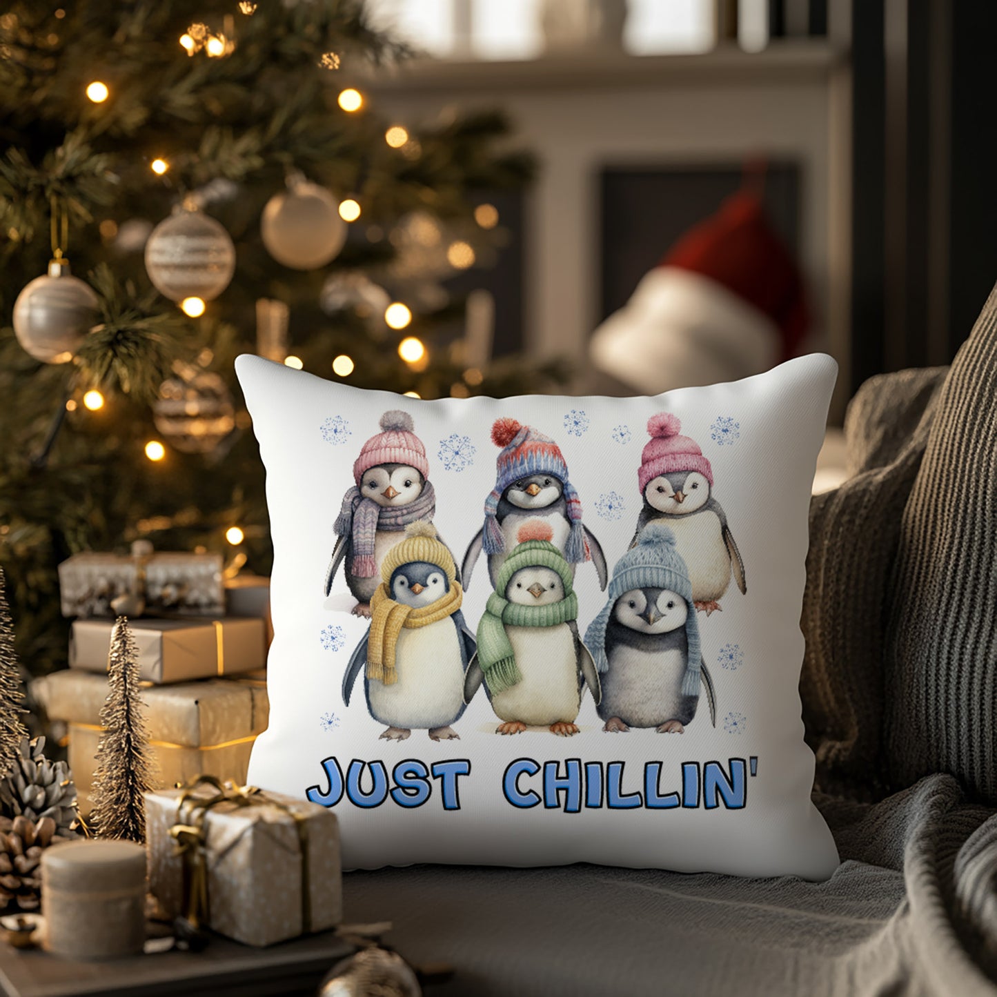Winter Penguins Cushion Cover