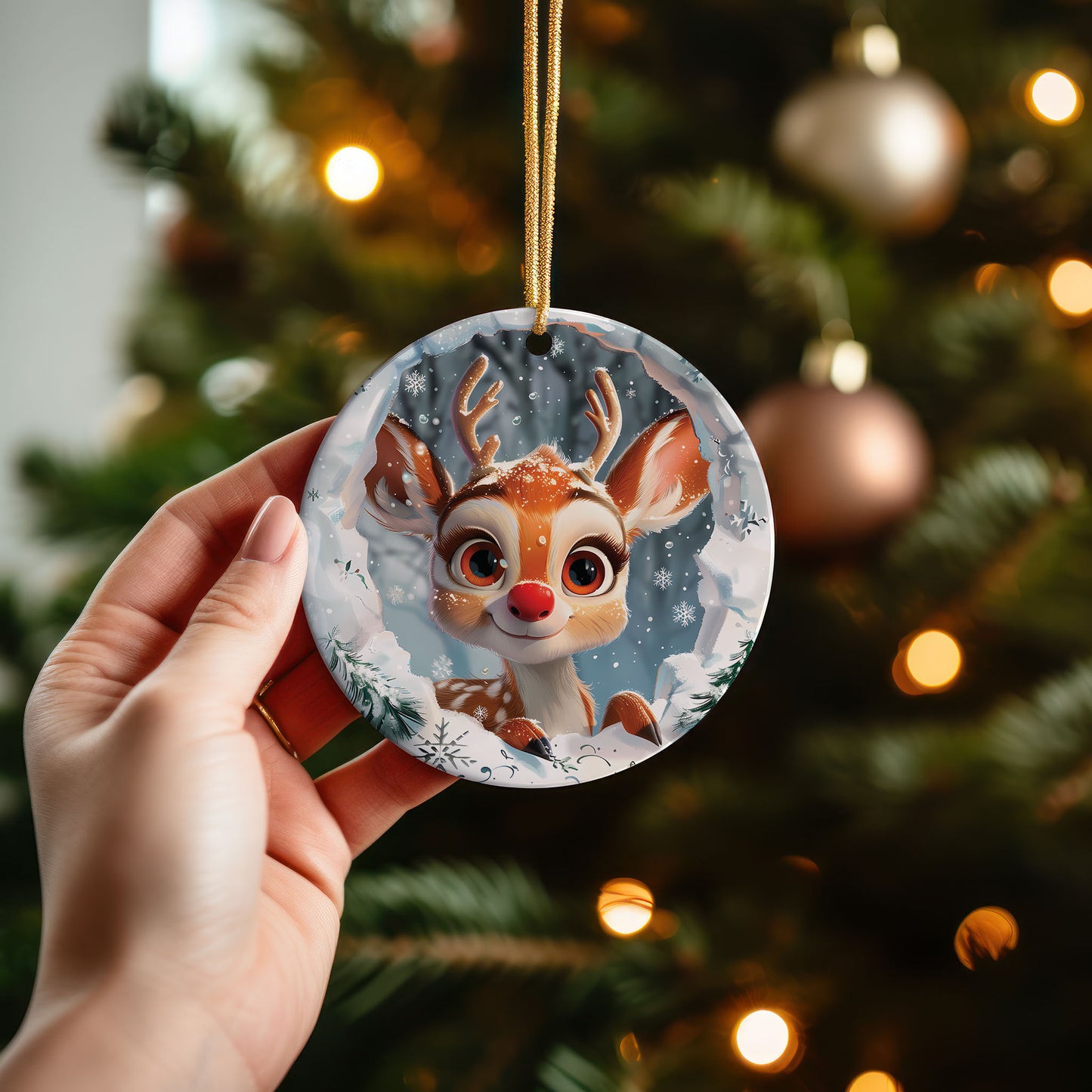 Cute Reindeer Acrylic Christmas Hanging Ornament
