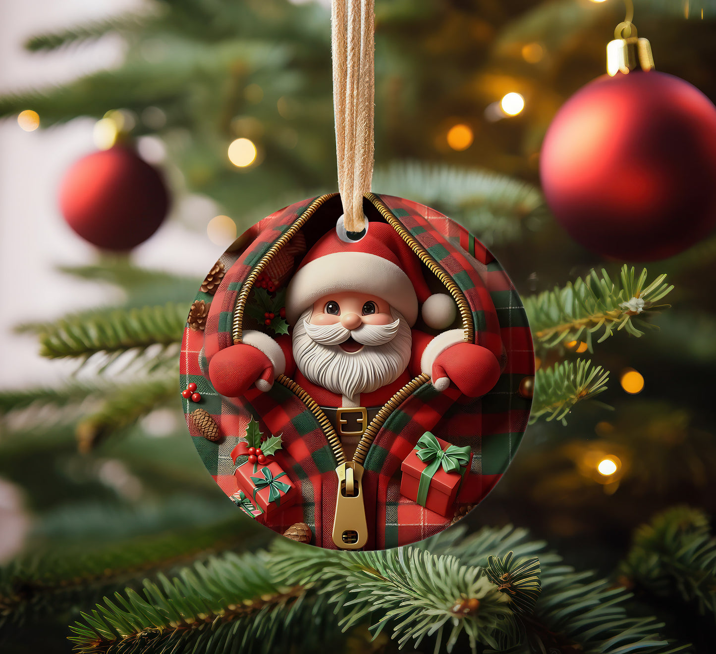 Cute Santa Acrylic Christmas Hanging Ornament