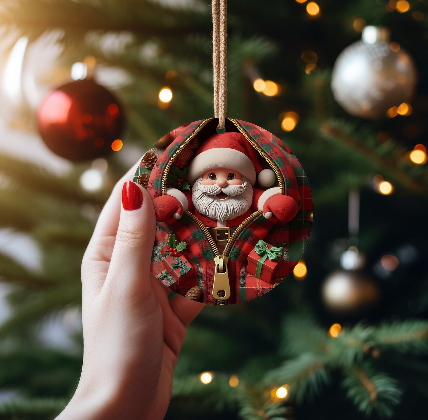 Cute Santa Acrylic Christmas Hanging Ornament