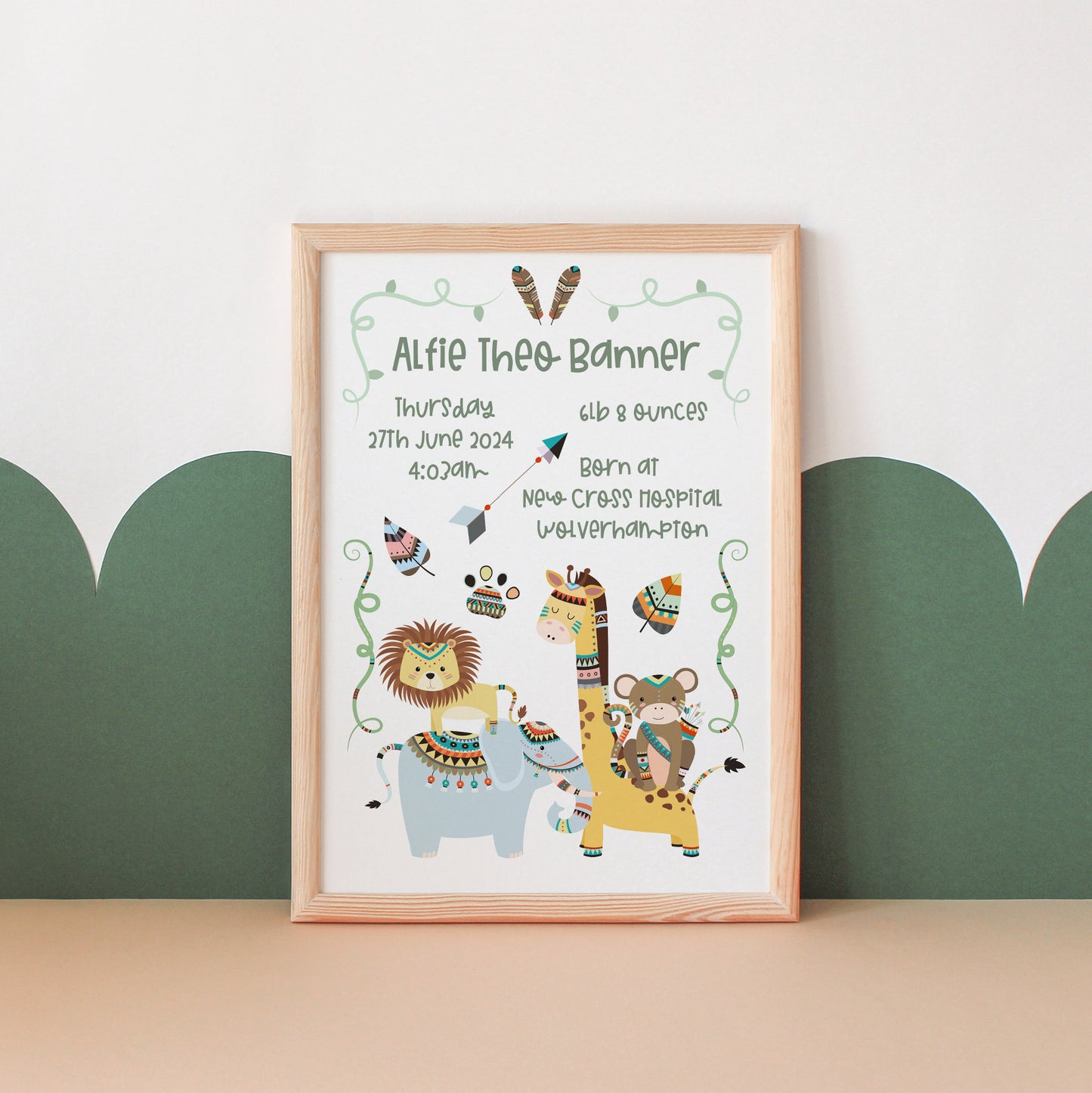 Personalised Tribal Team Nursery Print