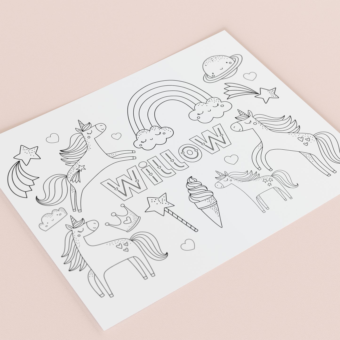 Children's Personalised Wedding Colouring Activity Mat