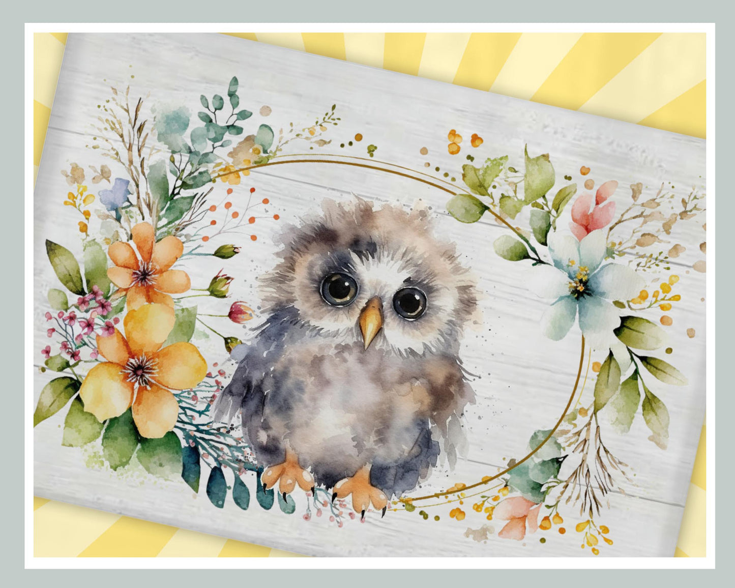 Floral Owl Glass Chopping Board