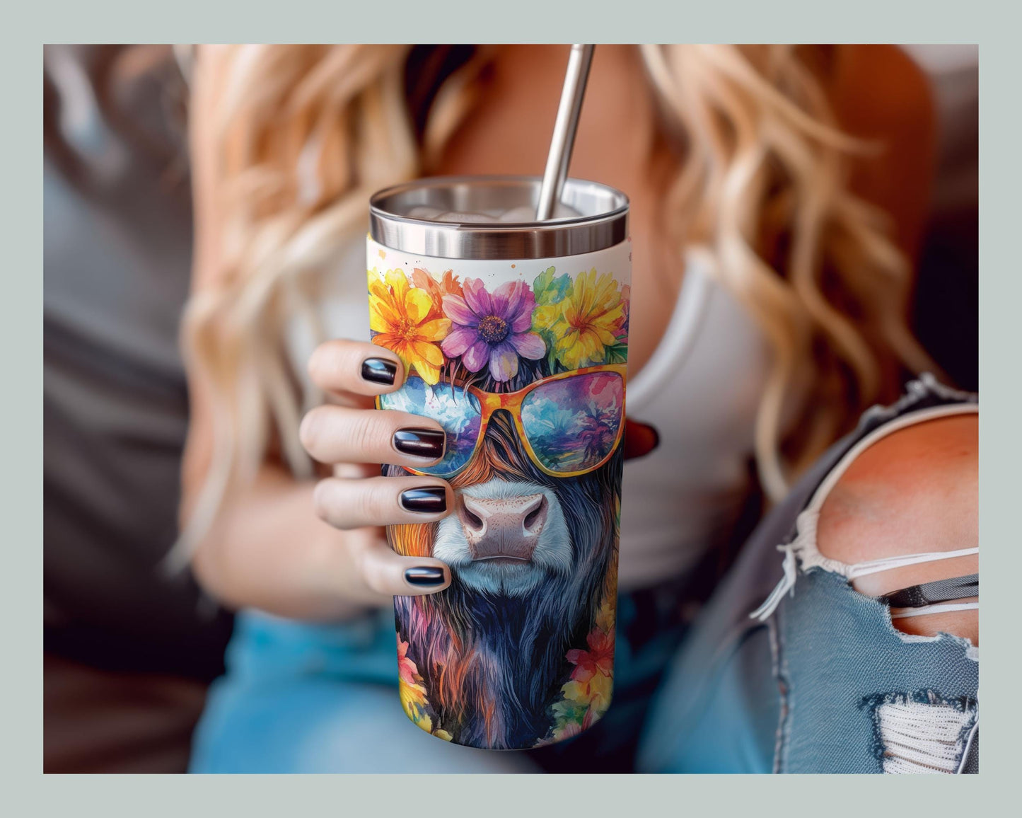 Tropical Highland Cow Tumbler