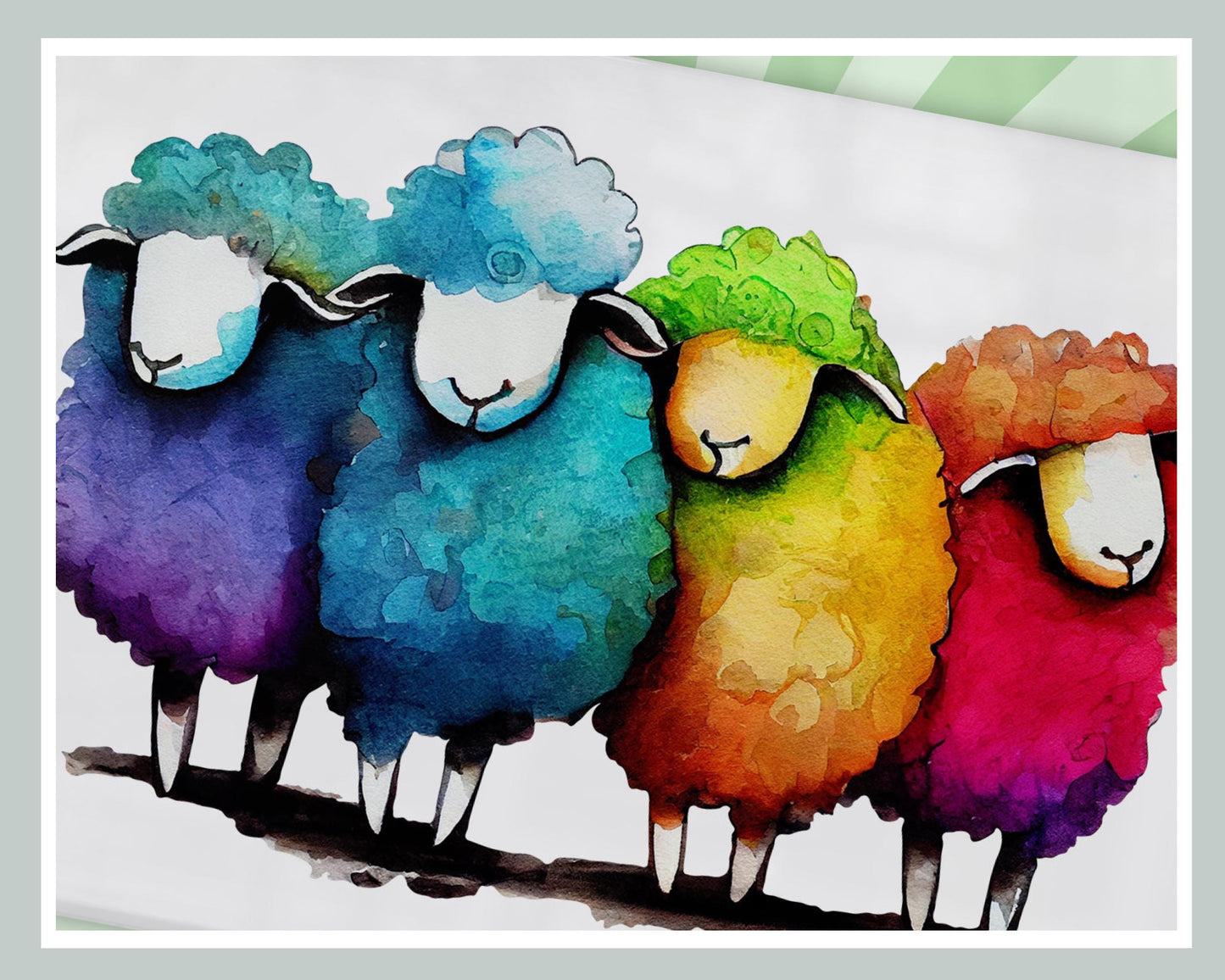 Quirky Rainbow Sheep Glass Chopping Board