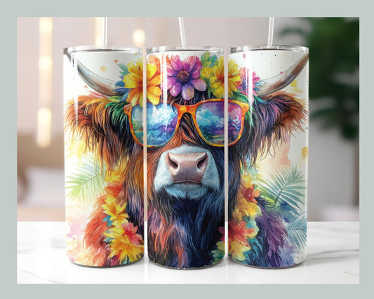 Tropical Highland Cow Tumbler
