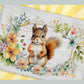 Floral Squirrel Glass Chopping Board