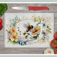 Floral Bumble Bee Glass Chopping Board