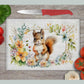 Floral Squirrel Glass Chopping Board
