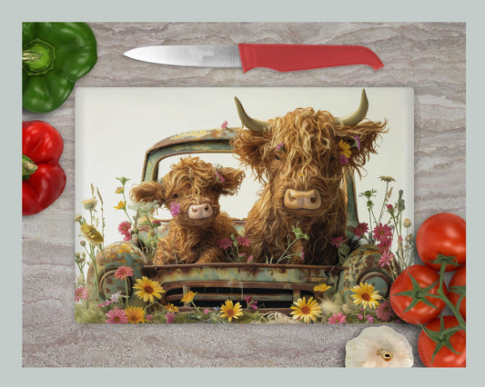 Highland Cow and Calf Chopping Board