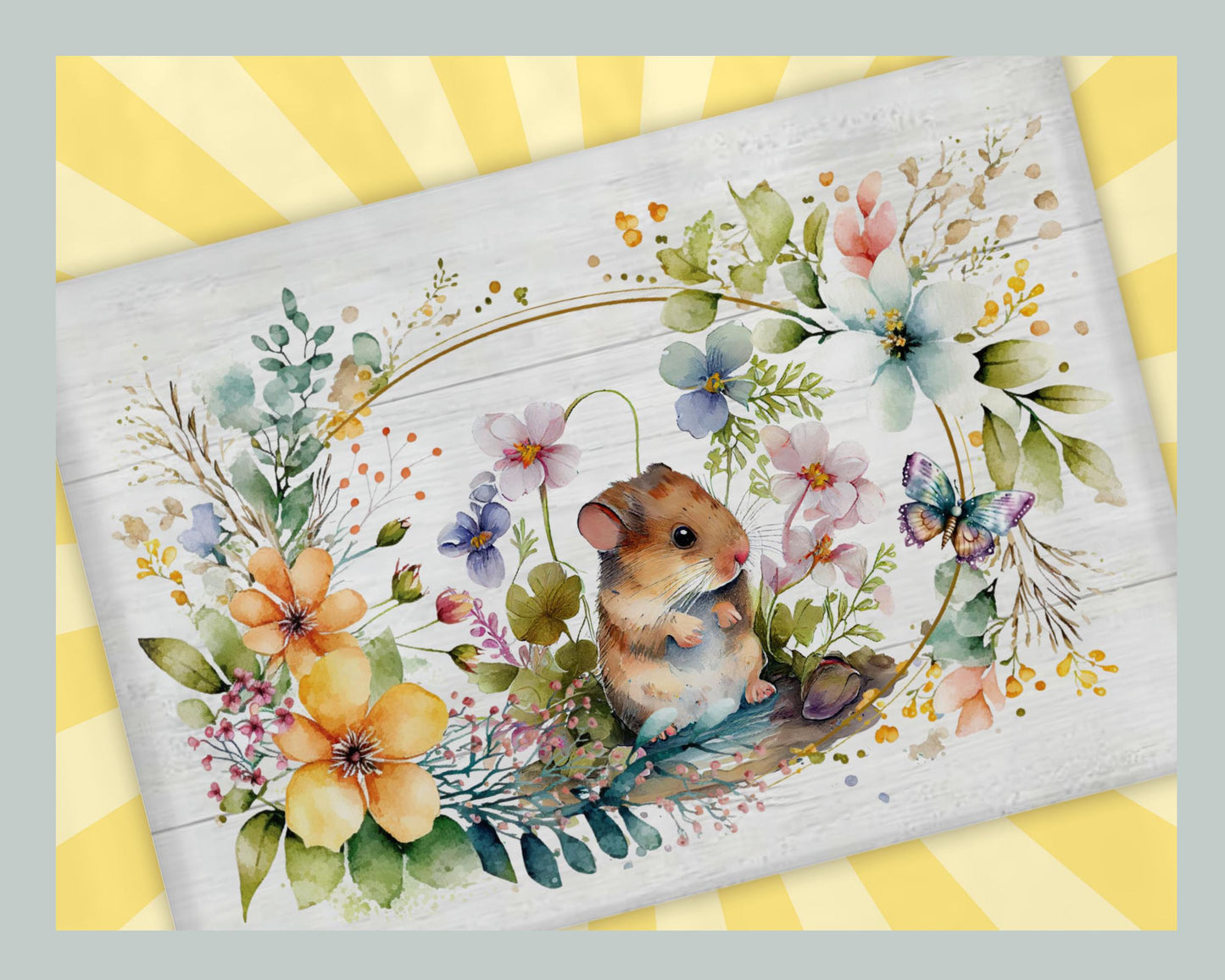 Floral Mouse Glass Chopping Board