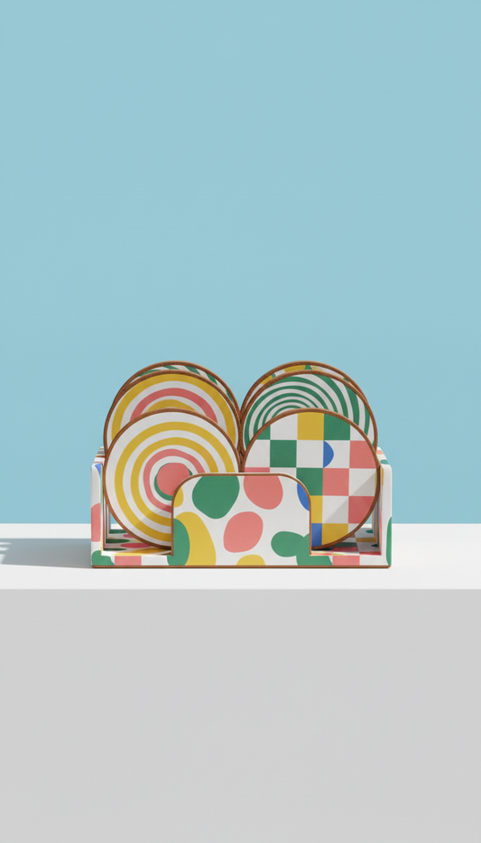 Personalized Coaster Set In Rainbow Palette