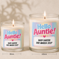 Hello Auntie Pregnancy Announcement - Personalised Candle Label
