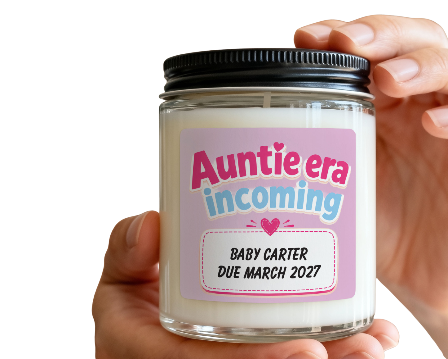 Birth Announcement for Auntie - Personalised Candle Label