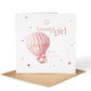 Personalised New Baby Card Pink Balloon and Stars