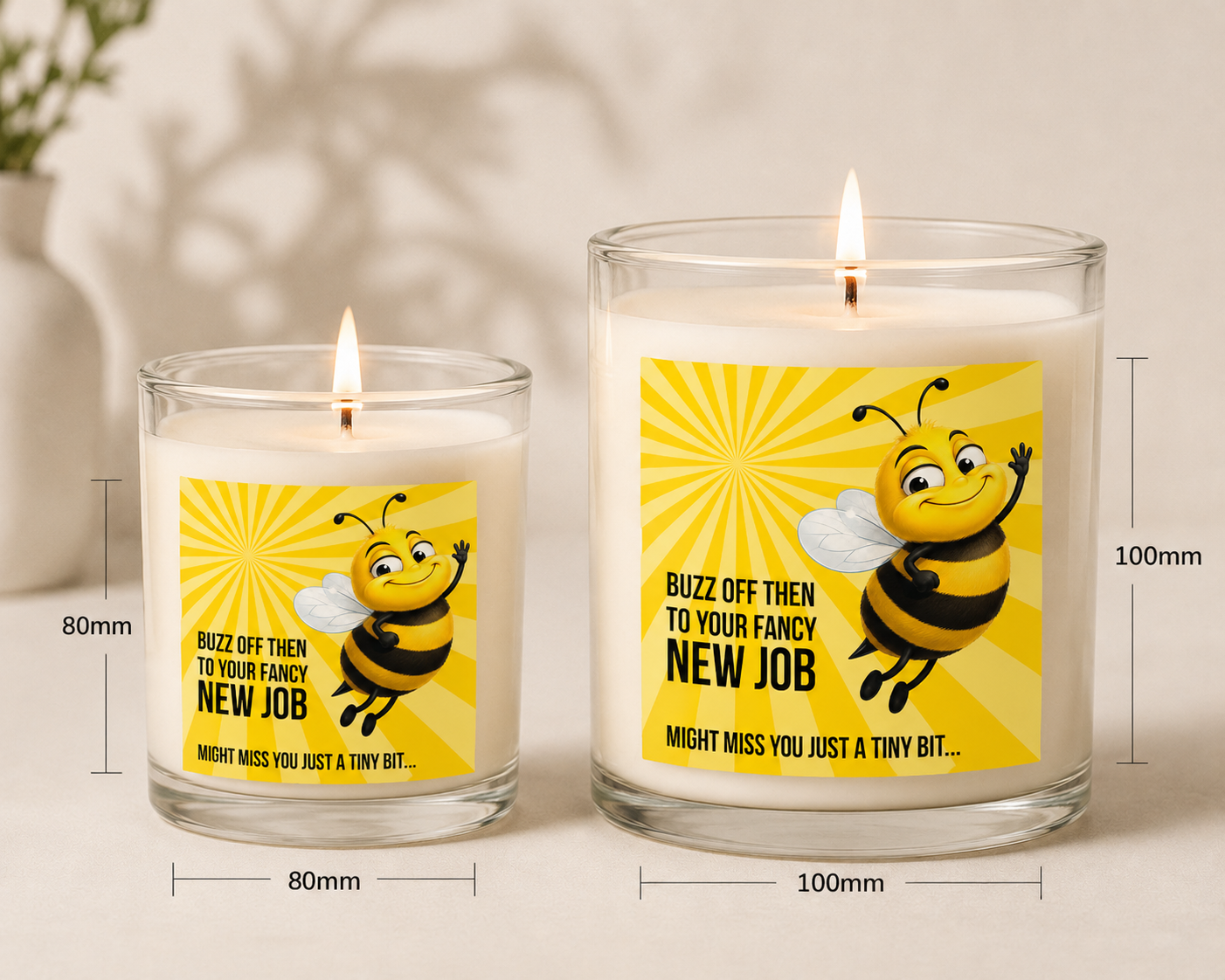 Buzz Off New Job Candle Label