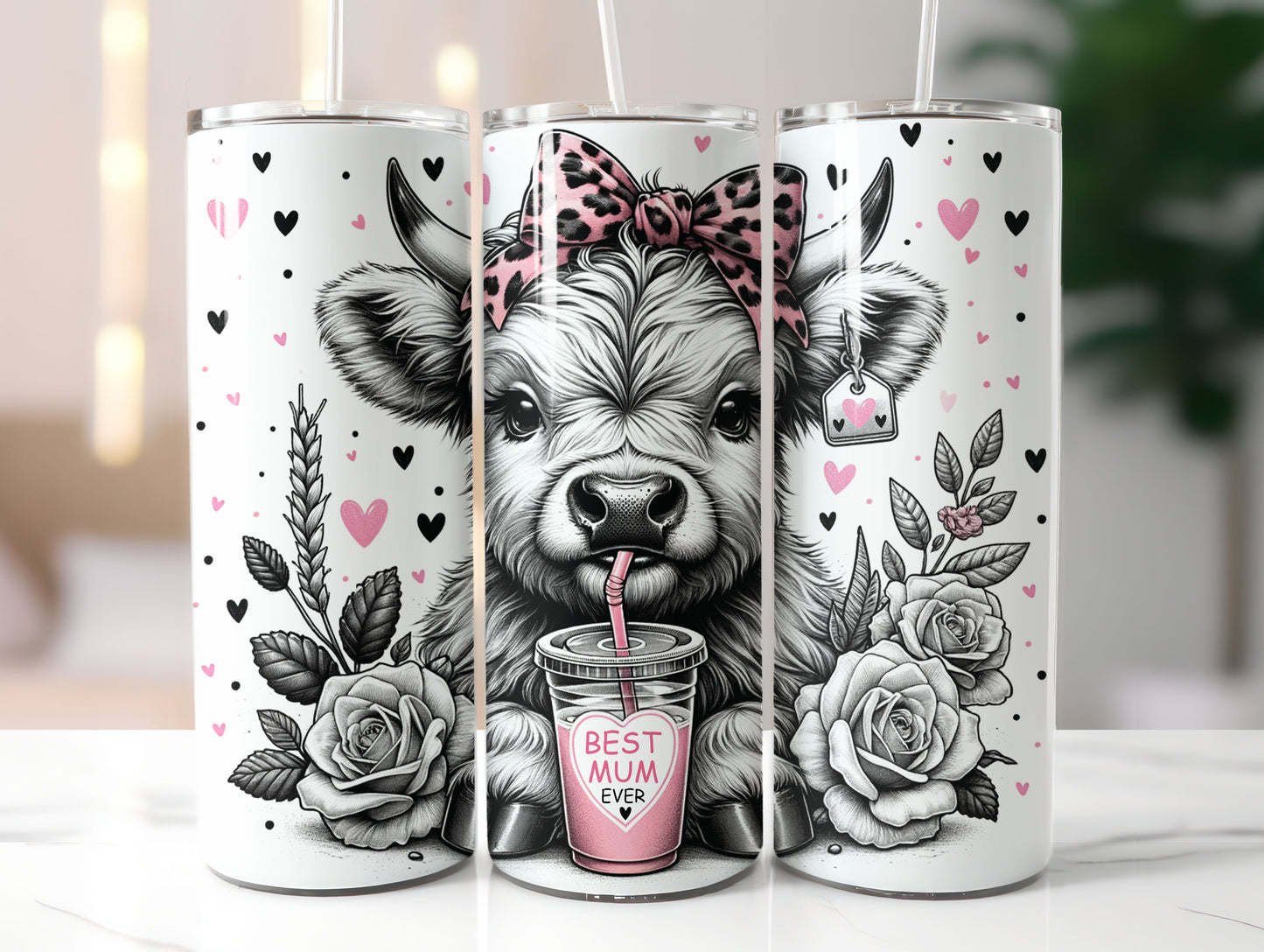 Best Mum Highland Cow Tumbler