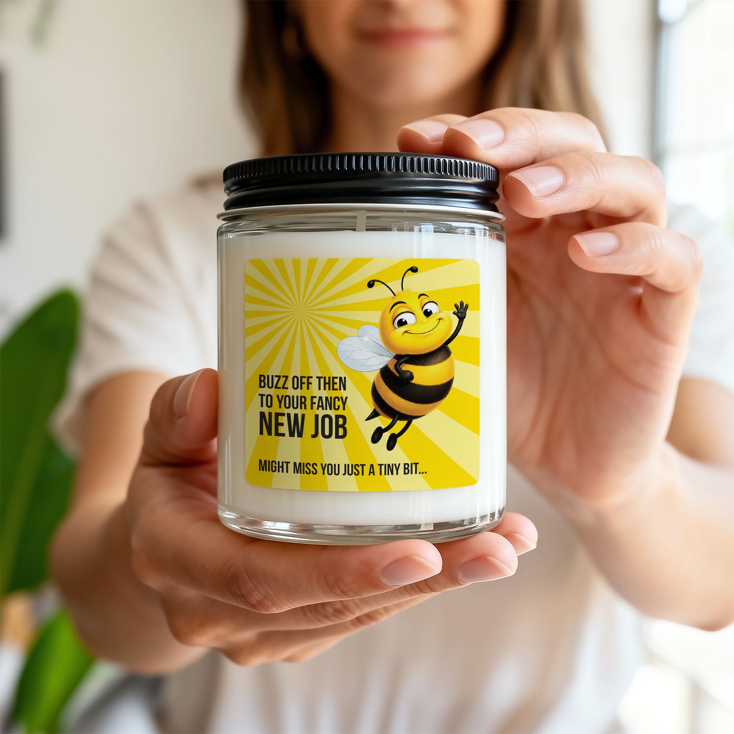 Buzz Off New Job Candle Label