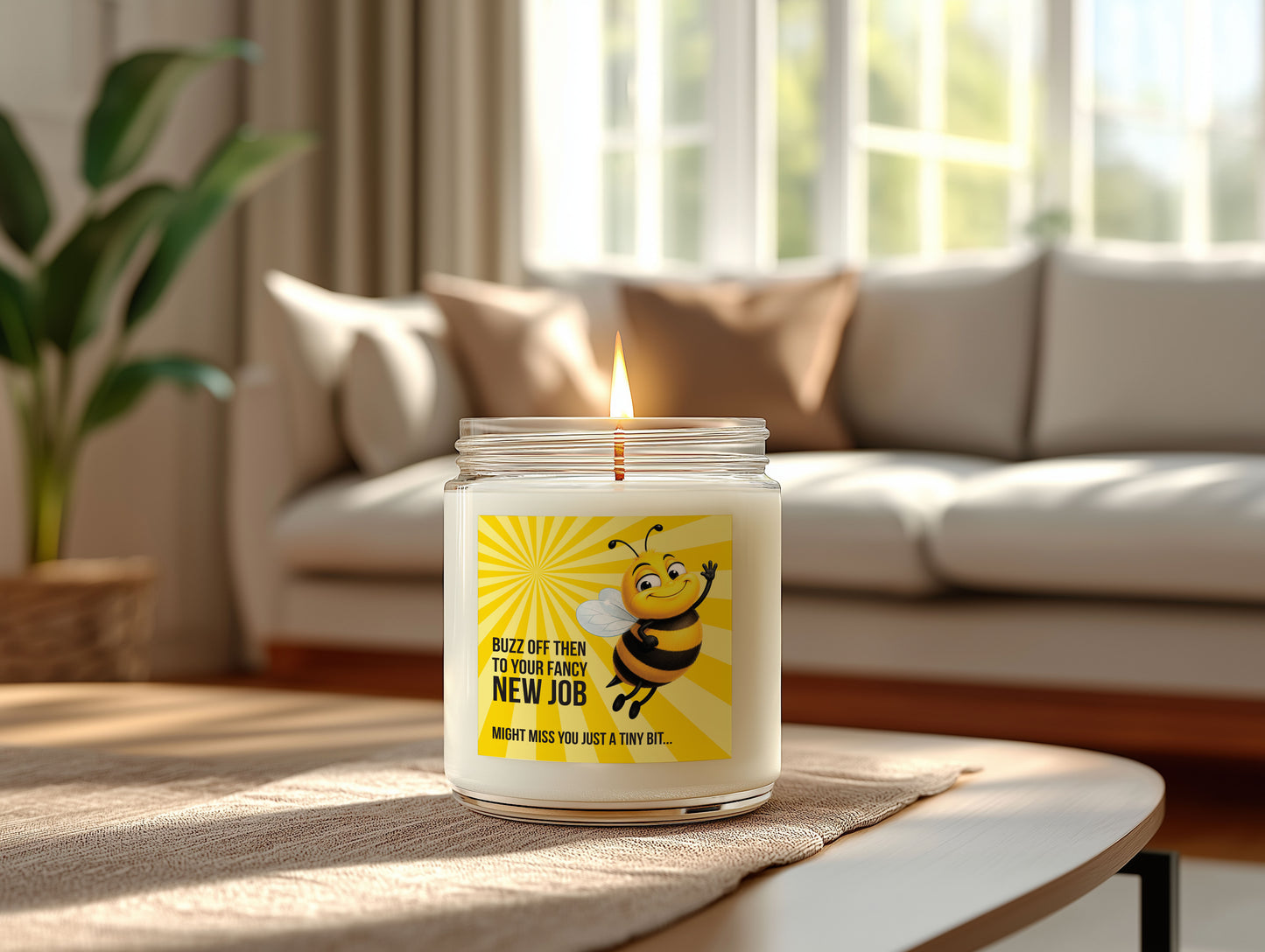 Buzz Off New Job Candle Label