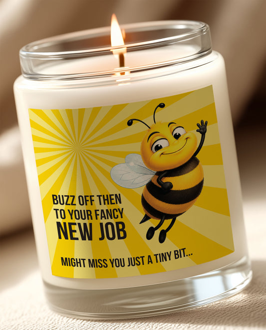Buzz Off New Job Candle Label
