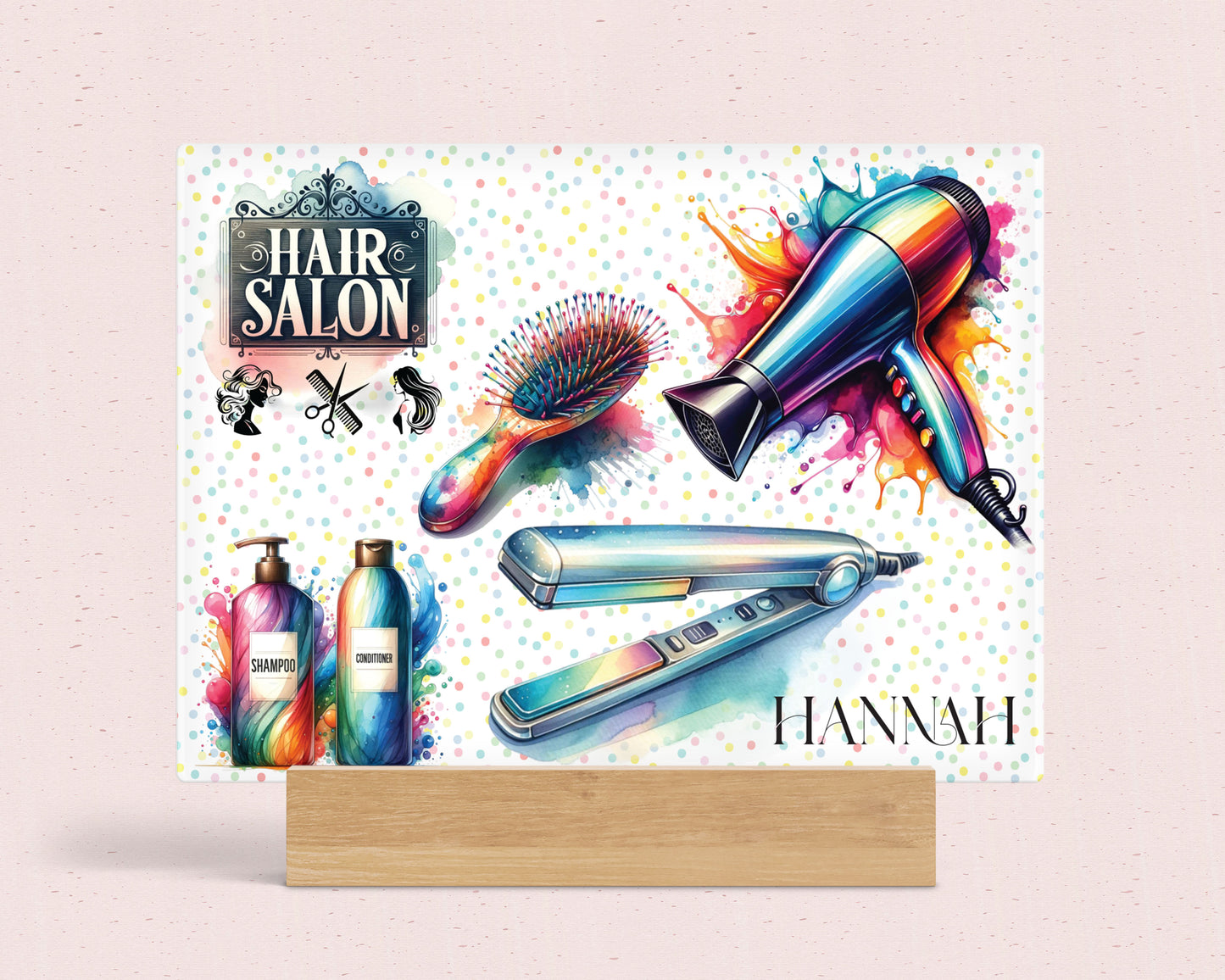 Personalised Glass Hair Straighteners Board : Heat Protection Hair Tools