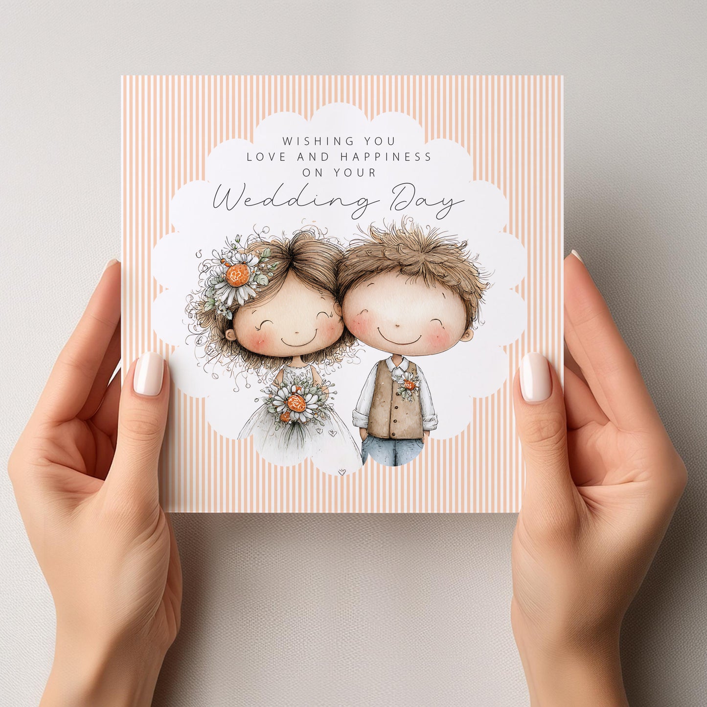 Whimsical Bride and Groom Wedding Day Card