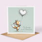 Valentine Card: Fox with Dandelion Heart Balloon