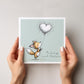 Valentine Card: Fox with Dandelion Heart Balloon