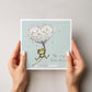 Valentine Card: Frog with Dandelion Heart Balloon