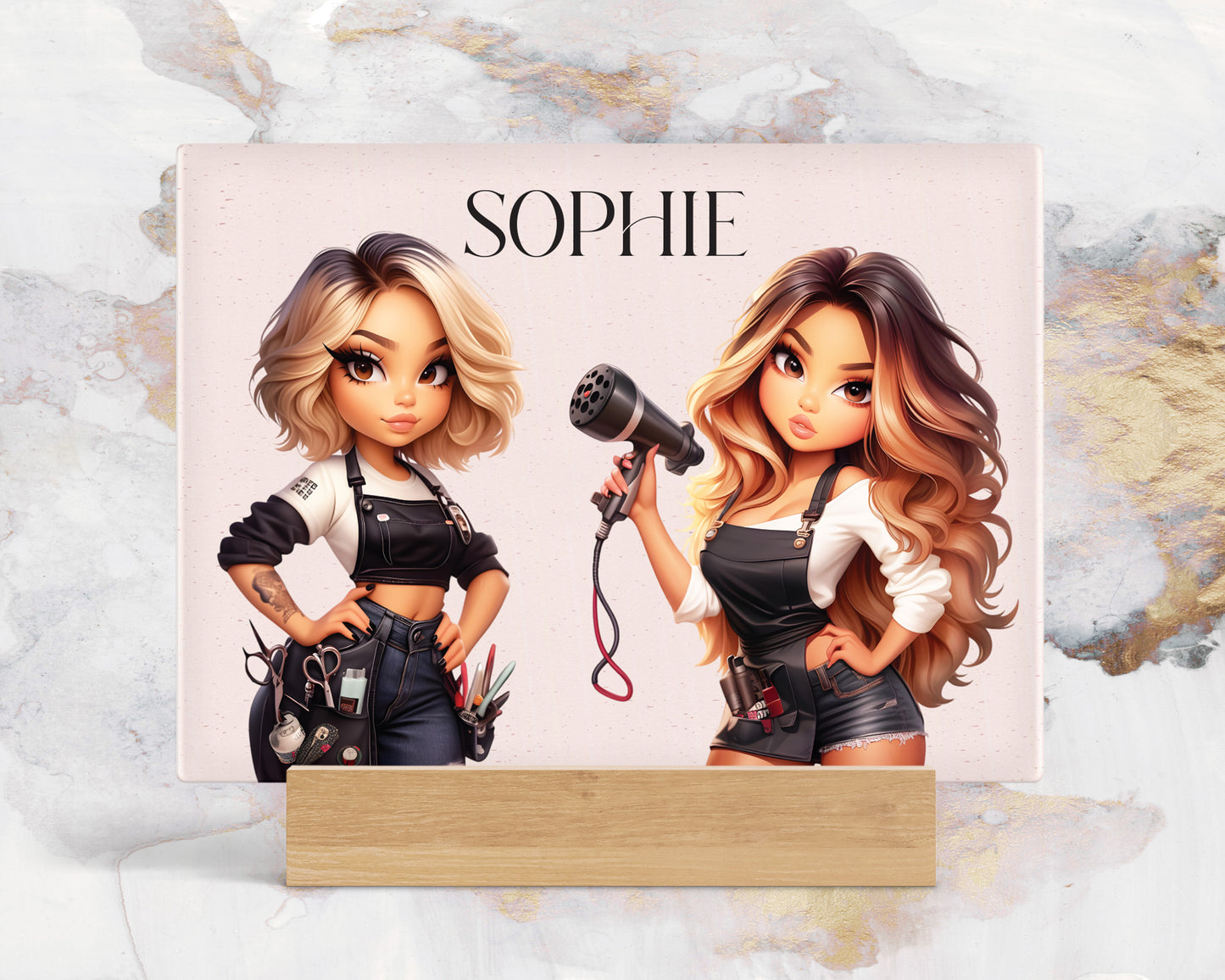 Personalised Glass Hair Straighteners Board : Hair Stylist Duo