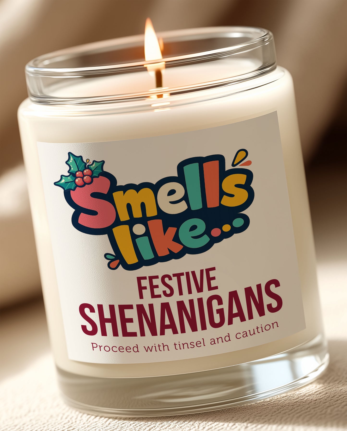 Festive Shenanigans - Funny Christmas Candle Label