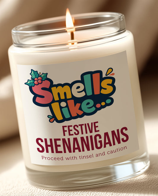 Festive Shenanigans - Funny Christmas Candle Label