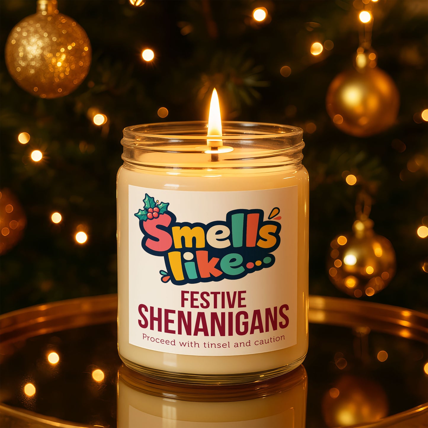 Festive Shenanigans - Funny Christmas Candle Label