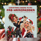 Hairdresser Christmas Card, Funny Festive Card for Hairdresser from Client, Hair Stylist Christmas Thank You Card