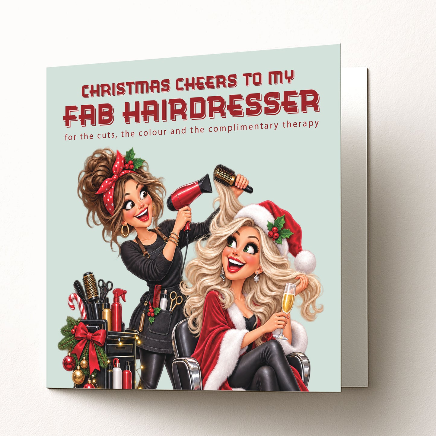 Hairdresser Christmas Card, Funny Festive Card for Hairdresser from Client, Hair Stylist Christmas Thank You Card