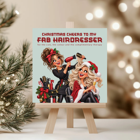 Hairdresser Christmas Card, Funny Festive Card for Hairdresser from Client, Hair Stylist Christmas Thank You Card