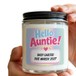 Hello Auntie Pregnancy Announcement - Personalised Candle Label