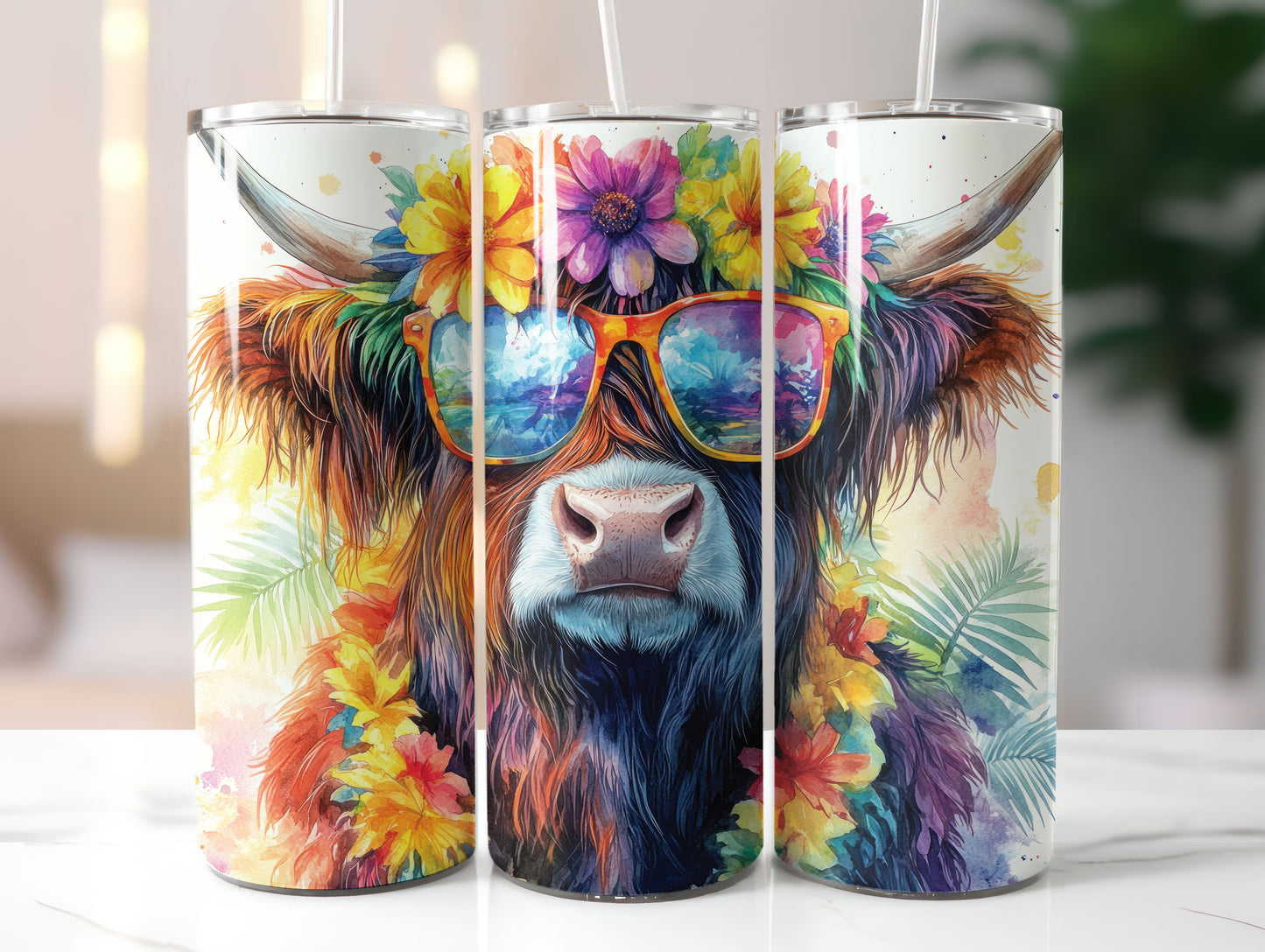 Tropical Highland Cow Tumbler