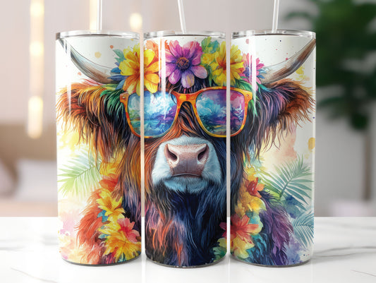 Tropical Highland Cow Tumbler