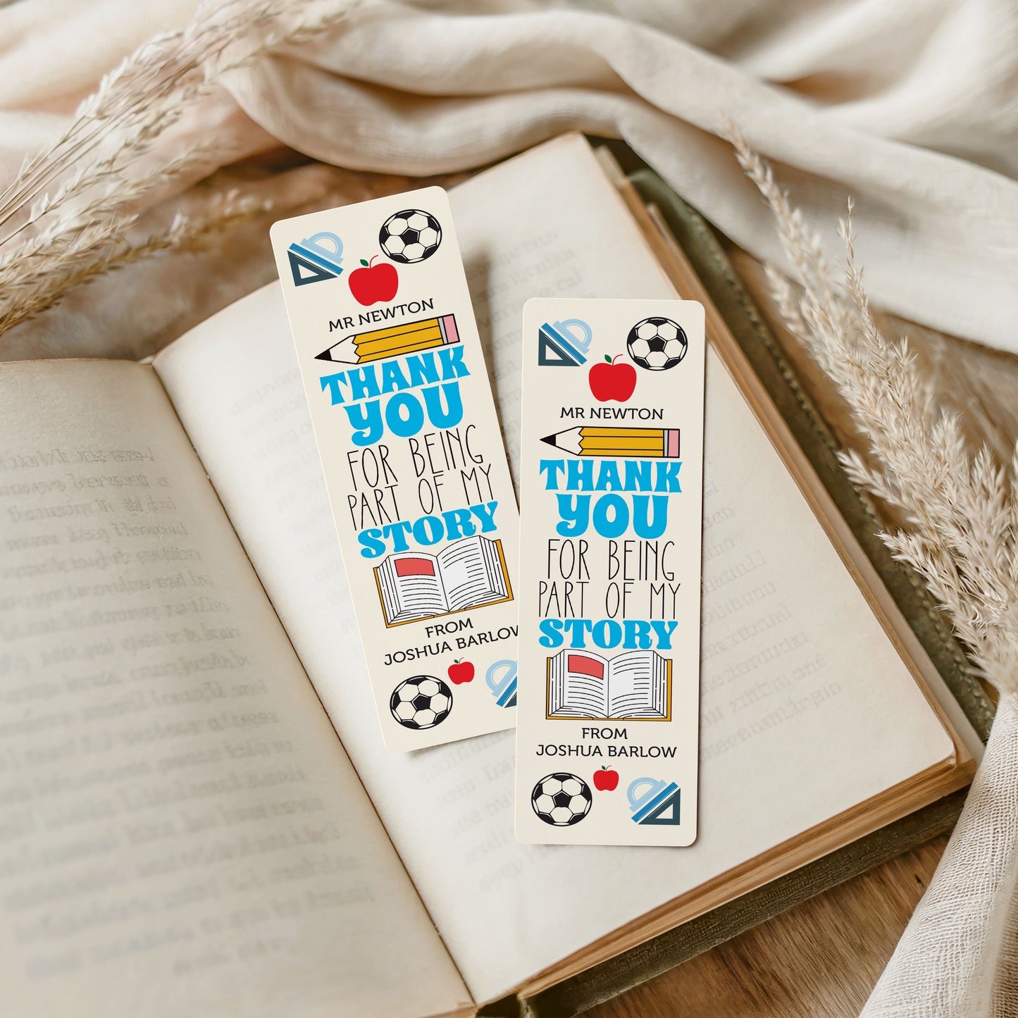Personalised Teacher Bookmark: 'Thank You For Being Part of My Story'