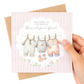 New Baby Girl Card: Washing Line Design, Keepsake, Welcome Baby
