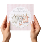 New Baby Girl Card: Washing Line Design, Keepsake, Welcome Baby