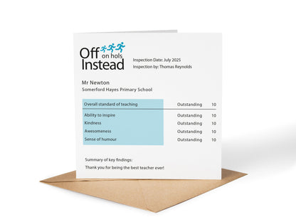 Personalised Teacher School Report Card