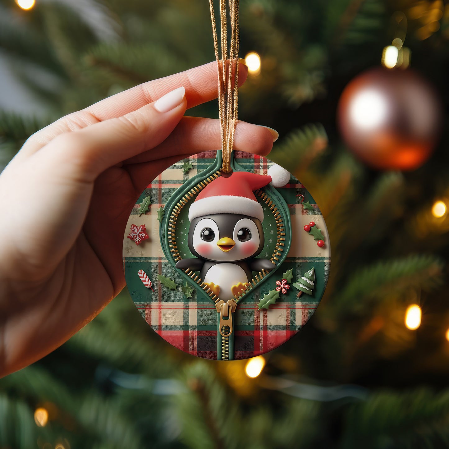 Cute Penguin Acrylic Christmas Hanging Ornament