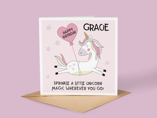 Personalised Unicorn Birthday Card