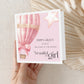 Personalised New Baby Card Pink Balloon and Stars